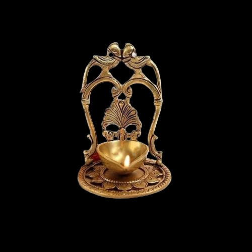 Brass 2 Peacock on The Side Over Carving Table Diya with Base || Pooja || Diwali